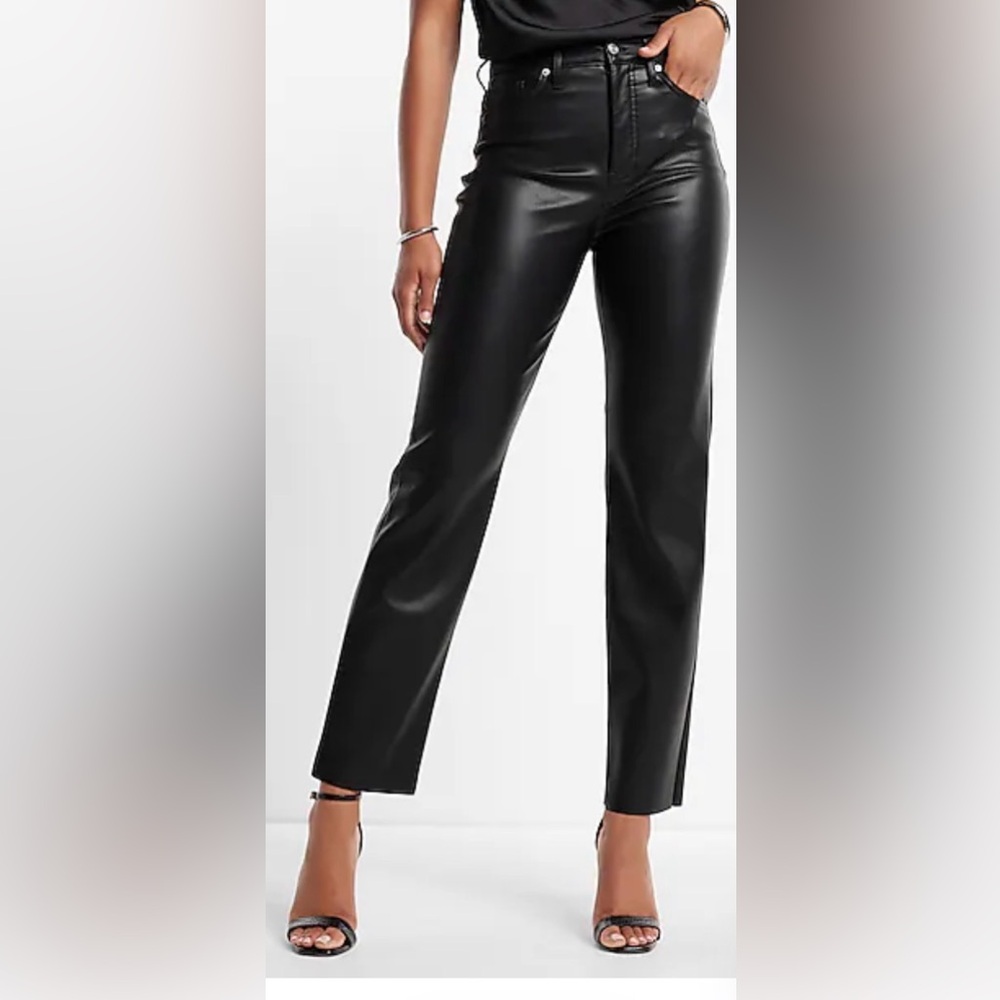 Express Black Straight Leg Faux Leather Pants